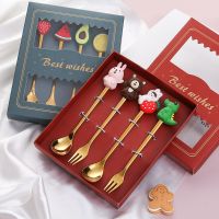 Cartoon Children 39;s Tableware Cute Stainless Steel Spoon Dessert Spoon Gift Set Creative Baby Fruit Fork Household Tablewares