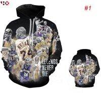 2023 NewHX Bryant NBA บาสเกตบอล Star 3D พิมพ์ Unisex Cool Hoodies ลำลองแขนยาว Hooded Sweatshirt