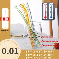 Reusable Drinking Color Straw Set High Temperature Resistance Glass Portable Colorful With Cleaner Brush Bar Party Accessory Specialty Glassware