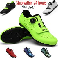 WellsunnyCycling Shoes (ส่งคลีต) [จัดส่งที่รวดเร็ว] Road Bike SPD Bicycle Shoes Non-Slip Self-Locking Professional Breathable Mtb Cleat Shoes Mountain Bike Men Cycling Spinning Shoes