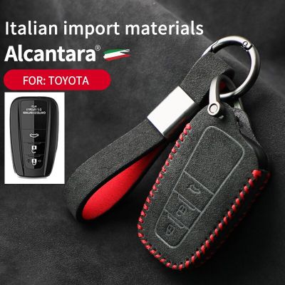 Alcantara Suede Car Key Bag For Toyota C-HR EV IZOA Camry Highlander RAV4 Prado Corolla  2018 2019 2021 2022 Accessories