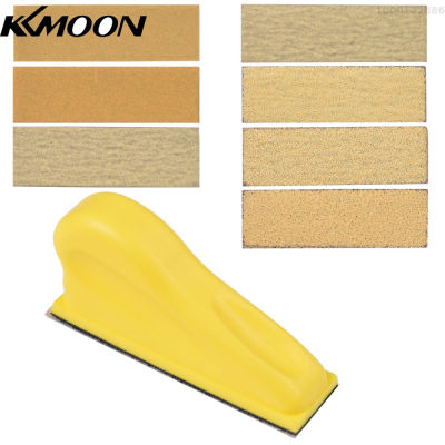 KKmoon ชุดเครื่องขัดขนาดเล็ก3.5X1นิ้วสำหรับโปรเจกต์ขนาดเล็ก,รายละเอียดที่จับเครื่องมือขัด,70แผ่นกระดาษทรายไม้40/60/80/120/180/240/320,งานฝีมือ DIY ขัดสีเหลือง