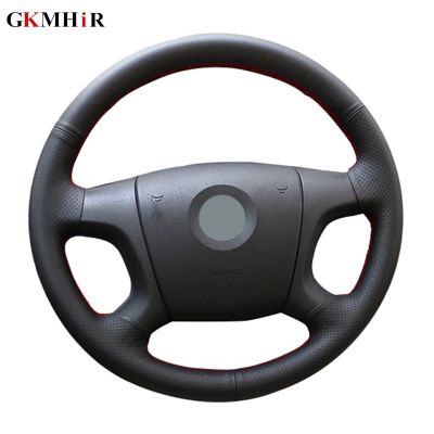 【YF】 Steering Wheel Cover Hand-stitched Soft Artificial Leather Black Car for Old Skoda Octavia Fabia