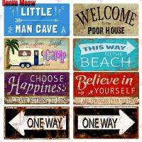 Vintage Beach ใบอนุญาตแผ่น One Way ป้ายโลหะดีบุก Sweet Home Words ใบอนุญาตแผ่นโลหะสำหรับป้ายบาร์ Home Decor WY209