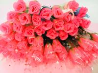 ดอกกุหลาบปลอม สีชมพู ต้อนรับวันวาเลนไทน์ แพ็คละ 12 ดอก
