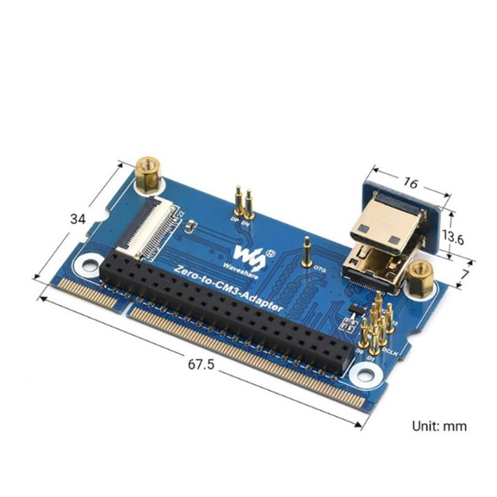 waveshare-zero-to-cm3-adapter-for-raspberry-pi-zero-2w-to-cm3-cm3-core-board-expansion-board-with-mini-hd-adapter
