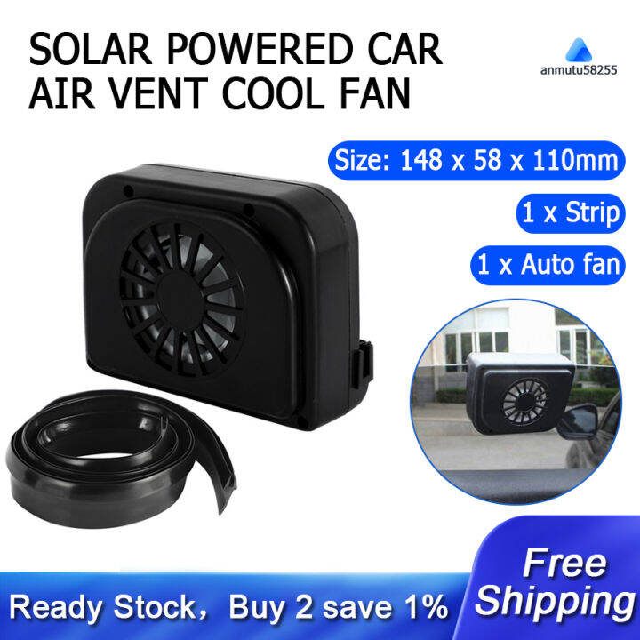 Solar Power Car Window Fan Auto Ventilator Cooling Vehicle Air Vent Portable Lazada