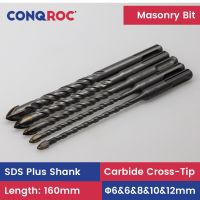 Masonry Drill Bits Set SDS Plus Shank Carbide-Cross-Tip for Ceramic Tile Length-160mm 5-Piece Diameter-6mm&amp;6mm&amp;8mm&amp;10mm&amp;12mm Drills  Drivers