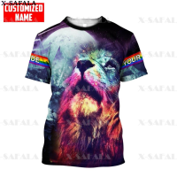 LGBT Lion (สต็อกเพียงพอ) PRIDE Rainbow Love Is Love 3D Printing เสื้อยืดคอกลมฤดูร้อนสำหรับผู้ชาย - 5 S-5XLคุณภาพสูง size:S-5XL