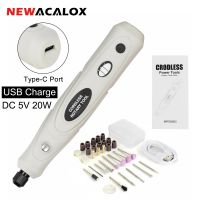 NEWACALOX 20W Cordless Grinder Machine USB Charging Variable Speed Rotary Tools Kit 178Pcs Engraving Accessories for Polishing