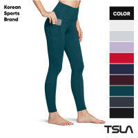 [TSLA] High Waist Yoga Pants with Pockets Tummy Control Yoga Leggings Non See-Through 4 Way Stretch Workout Running Tights｜Korean sports Brand｜ผู้หญิง｜เอวสูง｜ยืด｜กางเกง ขายาวผญ  (TM-FAP54)