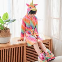 2020 Winter Girls Unicorn Kigurumi Bathrobe Childrens oneise Kigurumi Beach Towels Kids Bath Robes Unicorn Sleepwear