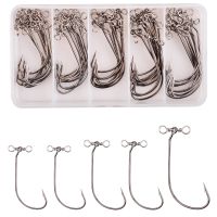 50Pcs Drop shot hooks with swivel in-line Worm bait Drop Shot fishing rig 2/0 3/0 4/0 Fish hook for Crappie Bass Fishing Kit