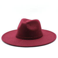 ขนาดใหญ่ปีกกว้างสีที่เรียบง่ายหมวก Fedora สำหรับผู้หญิงผู้ชายฤดูใบไม้ร่วงฤดูหนาวสุภาพสตรีวินเทจ fascinator ปานามารู้สึกแจ๊สหมวกขายส่ง.