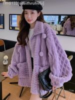 ☬♗▨ sdeifhruhvfu Roxo camurça lambswool casaco feminino curto outono e inverno 2022 novo macio pele do falso elegante algodão-acolchoado casacos quentes