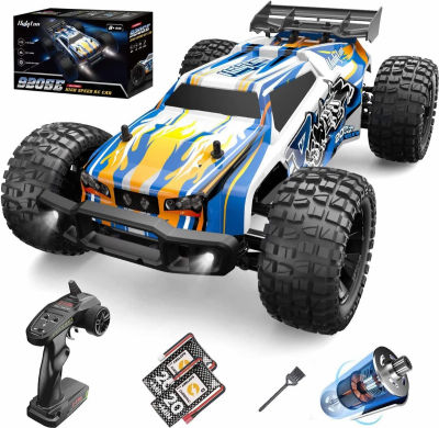 Holyton 1:10 Large High Speed Remote Control Car with LED Shell Lights, 48+ KM/H, 4WD Offroad Monster Truck for Adults &amp; Kids, Hobby RC Truck Vehicle, 2 Battery Crawler Toy Gift for Boy