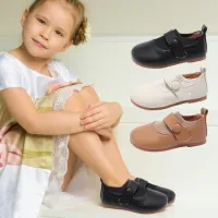 Little Girl Leather Flats Fashionable Fall Winter Leather Princess Flats Anti-Slip GirlsShoes For Newborn Prewalker Little Girls Baby Girls And Kids like-minded