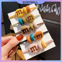 SUNYMALL สีขนม แหวนผม แฟชั่น สาว มัดผม วงยาง ความยืดหยุ่นสูง น่ารัก นักเรียน เชือก ตัวอักษรภาษาอังกฤษ อุปกรณ์ผม