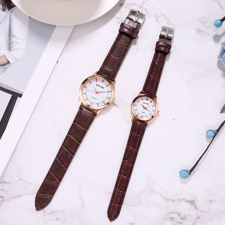 นาฬิกาข้อมือแฟชั่น-นาฬิกาคู่-นาฬิกาควอตซ์-นาฬิกาข้อมือควอตซ์-อะนาล็อก-สายหนังแฟชั่น-นาฬิกาผู้หญิง-นาฬิกาผู้ชาย-unisex-fashion-watch-ivvy
