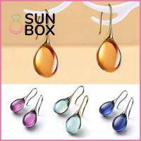 SUN BOX ปาร์ตี้ ประณีต พังค์ ของขวัญ ธรรมชาติ ต่างหูหินสีฟ้า เครื่องประดับ ต่างหูห้อยตะขอ