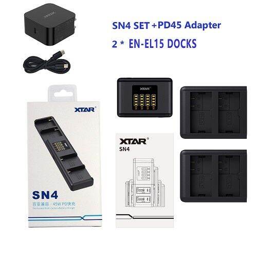 sn4-pd45-2pcs-sn4-pd45-2pcs-el15-el15-eu-j76-xtar-sn4-7-in-1กล้องที่ชาร์จแบตเตอรี่-canon-nikon-sony-แบตเตอรี่-np-f970-f550-f750-f570-lp-e8-f770-ที่ชาร์จกล้อง-fz100-e6