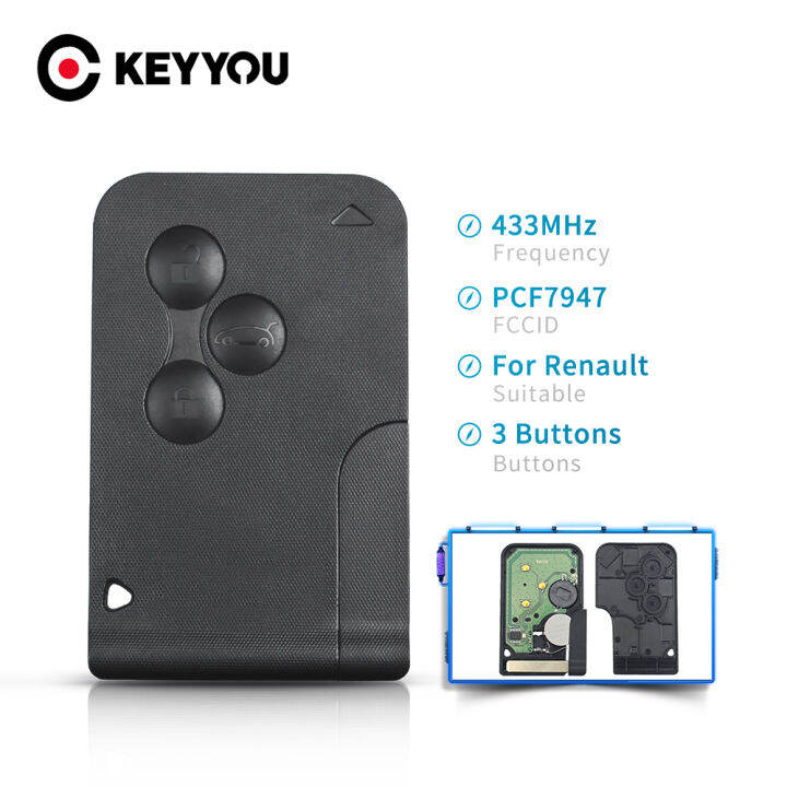 keyyou-3ปุ่ม433เมกะเฮิร์ตซ์-id46-pcf7947ชิปสำหรับเรโนลต์คลีโอโลแกน-megane-2-3จุดชมวิวระยะไกลสมาร์ทการ์ดฉุกเฉินแทรกที่สำคัญ