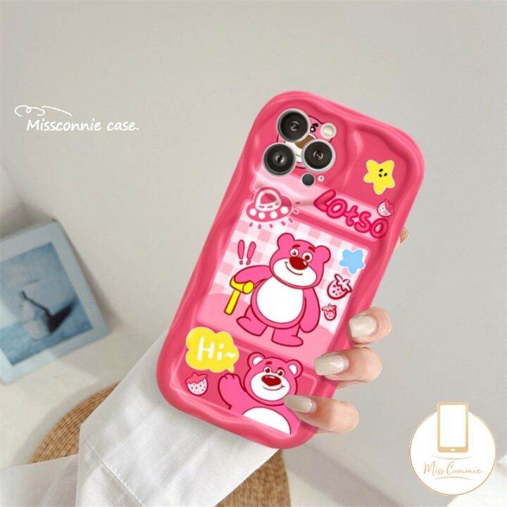 เคสโทรศัพท์มือถือ-tpu-นิ่ม-ขอบโค้ง-ลายการ์ตูนเอเลี่ยน-ทอยสตอเบอร์รี่-หมีน่ารัก-แวววาว-สําหรับ-iphone-14-12-13-xr-7plus-7-8-6-6s-x-xs-2020