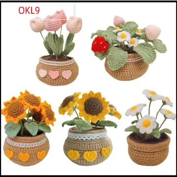 Mixed Flower Bouquet Crochet Kit With Yarn DIY Rose Tulip Daisy Sunflower  Knit~