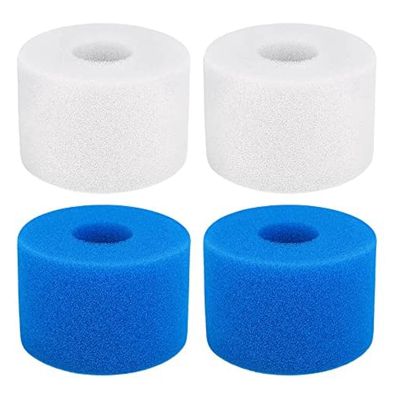 4 Pieces Swimming Pool Filter Foam Cartridge,Type S1 Reusable Washable Sponge Filter,Pool Filter Cartridge for Intex S1