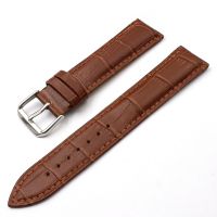 ✠ New Watch Accessories Watchband PU Leather Mens Waterproof Brown Watchband With Pin Buckle Watch Band 22 MM WB049