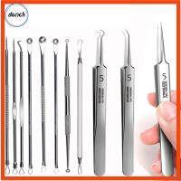 DANCH 8pcs/set Ultra-Fine ร้านเสริมสวยซาลอน ผลิตภัณฑ์ดูแลผิวหน้า ขูดและปิด เข็มสำหรับสิว อุปกรณ์กำจัดสิว ที่หนีบเซลล์ แหนบหัวดำ