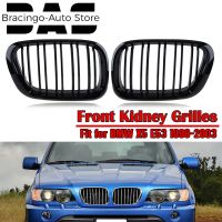 Fit For BMW X5 E53 1998-2003 Black Front Bumper Kidney Grille Air Intake Racing Grill Dual Slat Car Decoration Parts Replacement