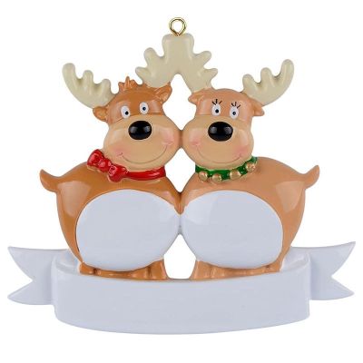 Personalized Reindeer Family of Christmas Tree Ornament Cute Deer Holiday Winter Gift-Family