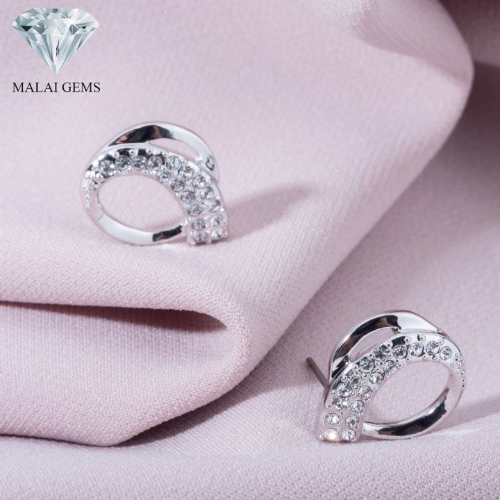 malai-gems-ต่างหูเพชร-เงินแท้-silver-925-เพชรสวิส-cz-เคลือบทองคำขาว-รุ่น-11012898-แถมกล่อง-ต่างหูcz-ต่างหูเงินแท้