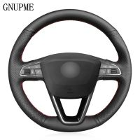 DIY Black Artificial Leather Car Steering Wheel Cover for Seat Leon 5F Mk3 2013-2019 Ibiza 6J 2016-2019 Arona 2018-2019