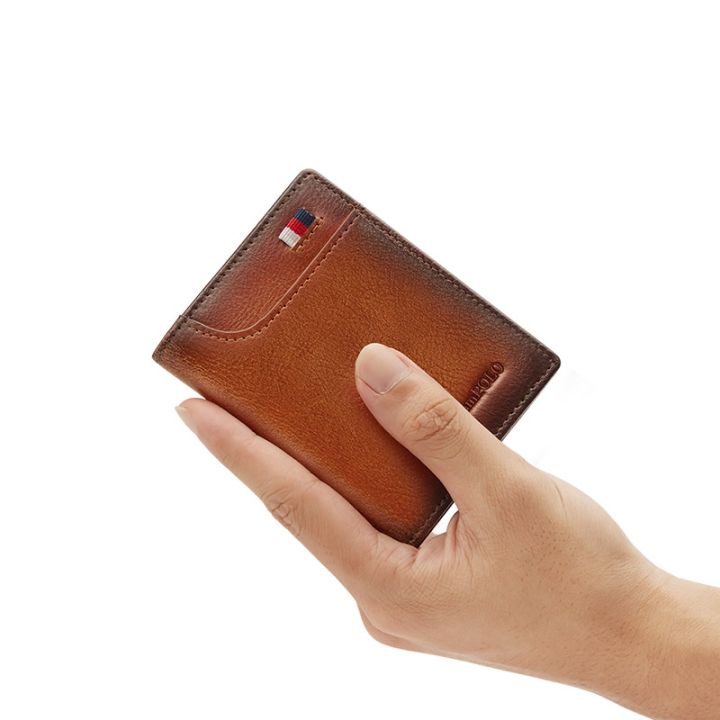 layor-wallet-หนังผู้ชาย39-s-ผู้ถือบัตรกระเป๋าสตางค์บางย้อนยุคบัตรปกกระเป๋ามินิการออกแบบใหม่สั้นกระเป๋าบัตรบางเฉียบ