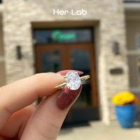 Her Lab Jewelry | แหวนเพชร925เงินสเตอร์ลิงมอยส์ซอไนต์แท้3กะรัตต้นฉบับรายงาน GRA 100% ผ่านตัวเลือกเพชรแหวนเพชรเจียรรูปไข่4ง่ามสายงานแต่งงานสีเงินสเตอร์ลิงของขวัญพิเศษสำหรับผู้ชายและผู้หญิงแหวนหมั้นแบบคลาสสิกTH