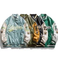 American stitching letter printing leather baseball uniform mens jacket for fallwinter 2021 new couple loose er jacket men