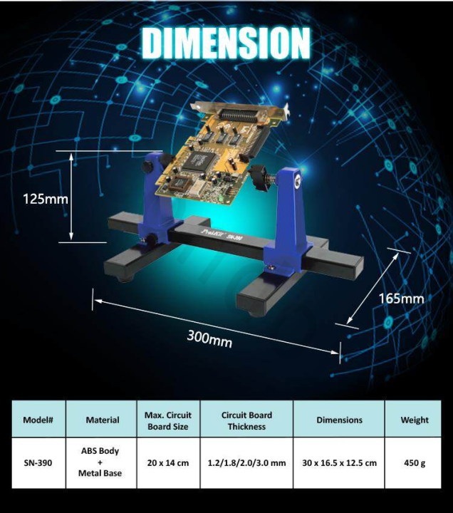 iikkppที่จับแผ่นวงจร-ตัวจับบอร์ด-สำหรับงานซ่อม-ที่จับชิ้นงาน-ตัวจับบอร์ด-อุปกรณ์ช่วยจับชิ้นงานอิเล็กทรอนิกส์-ช่วยให้งานถอดชิ้นส่วนบนบอร์ดง่ายขึ้น-แนะนำ-แข็งแรง-jig-soldering-stand-clamp-sn-390