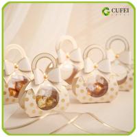 CUFEI 10PCS โบว์สำหรับผูก กล่องของชำร่วยงานแต่งงาน ของตกแต่งงานปาร์ตี้ ลายจุดกลม กล่องขนมช็อกโกแลต กระเป๋าถือแบบถือ พร้อมที่จับ กล่องบรรจุภัณฑ์ของขวัญ อุปกรณ์งานเลี้ยงวันเกิดงานแต่งงาน