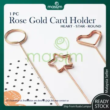 10PCS 34cm Metal Gold Flower Bouquet Card Holder Stick Cake Card