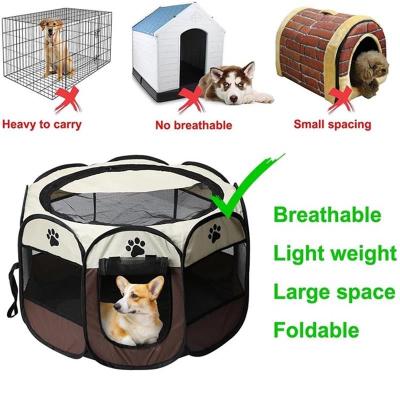Cage Portable Tent Folding Dog House Cage Cat Tent Playpen Puppy Kennel Easy Operation Octagonal Fence Large Dogs House