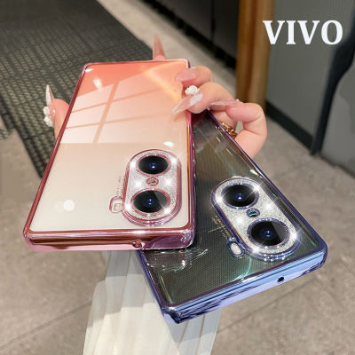 สำหรับ Vivo X80/X80 Pro/Vivo V23 5G เคสหลังแบบนิ่มชุบโลหะมาพร้อมกับการป้องกันเลนส์กล้องรังผึ้งแฟลชเจาะแฟชั่นกันกระแทกเคสโทรศัพท์มือถือ