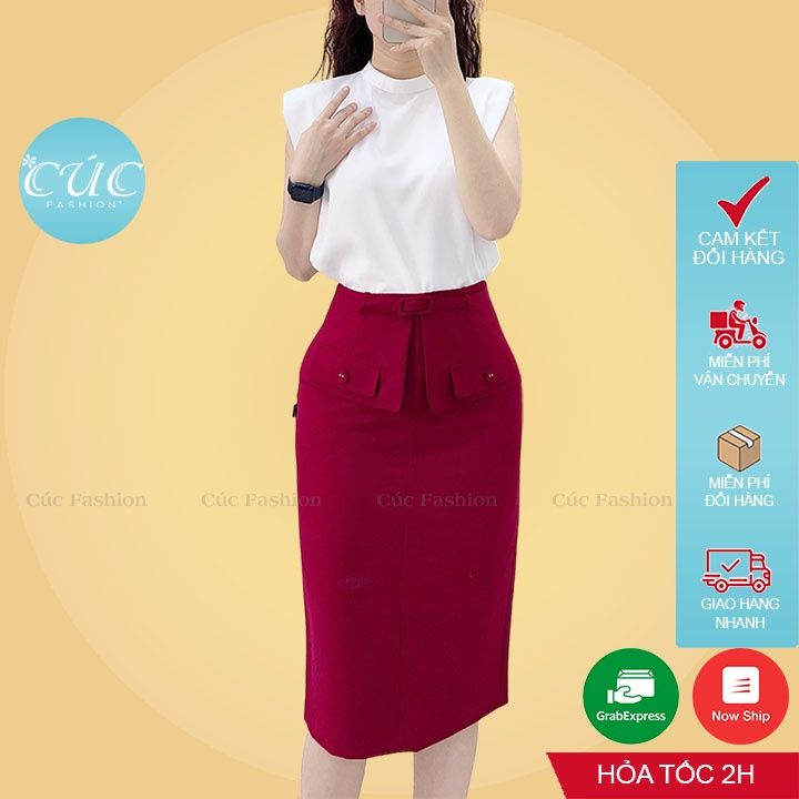 Chân váy ôm dài qua gối màu hồng nhạt 2 lớp xẻ sườn - B26 | Shopee Việt Nam