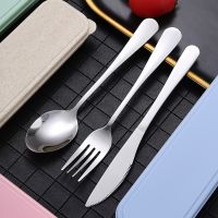 Portable Cutlery with Case Stainless Steel Dinnerware with Box for Children Kitchen Knife Fork Spoon Cutlery Set for Kid School Flatware Sets