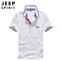 JEEP SPIRIT เสื้อยืดลำลองของผู้ชาย,เสื้อแขนสั้นทรงหลวมมีปกแนวธุรกิจกีฬาใหม่