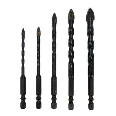5 Pcs Four-Blade Overlord Drill Cross Hex Tile Bits Glass Ceramic Concrete Hole Opener Alloy Triple-Cornered Drill