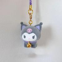 Sanrio Cartoon Anime Kuromi Plush Toys Kawaii Keychain Flocked Cute Doll Schoolbag Pendant for Girls Decorative Birthday Gifts