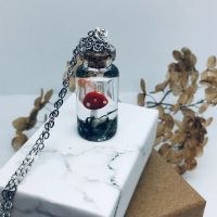 Red mushroom bottle pendant Real moss necklace Shroom necklace Gifts for her wanderlust jewelry