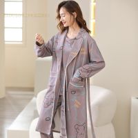 ✌♣ 2 3 Piece Sets Elegant Womens Pajamas Sets Pyjamas Long Sleeved Print Cotton Sleepwear Lady Pijamas Homewear Nightgown Fashionn